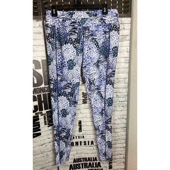 Fullbeauty Sport Logo 12 Purple Print Stitch Seam Detail Active Yoga Leggings - Picture 2 of 4